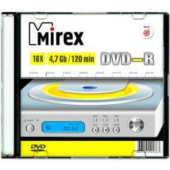 Диск DVD-R Mirex 4.7Gb 16x Slim Case (1шт) (202363)