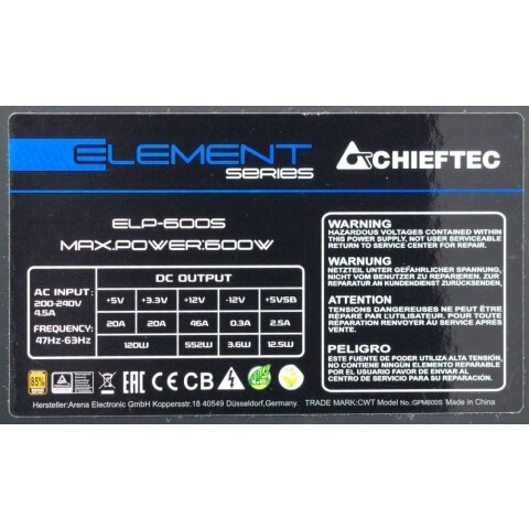 Блок питания 600W Chieftec Element (ELP-600S) OEM_1
