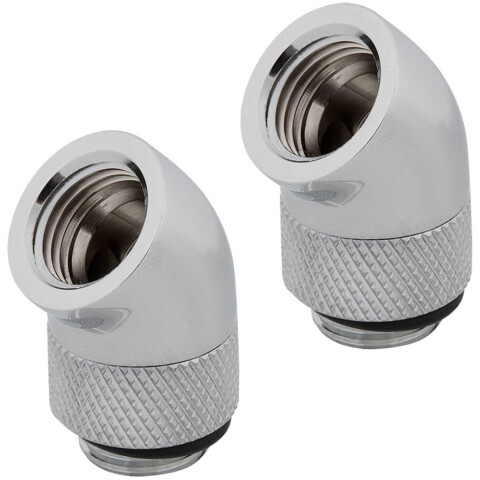 Угловой фитинг для СЖО Corsair Hydro X Series XF Adapter 2-pack 45° Angled rotary Silver