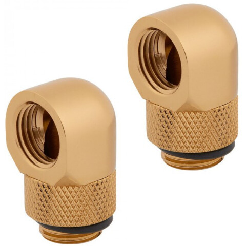 Угловой фитинг для СЖО Corsair Hydro X Series XF Adapter 2-pack 90° Angled rotary Gold