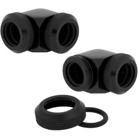 Угловой фитинг для СЖО Corsair Hydro X Series XF Hardline 2-pack 90° Angled 12mm OD compression Black