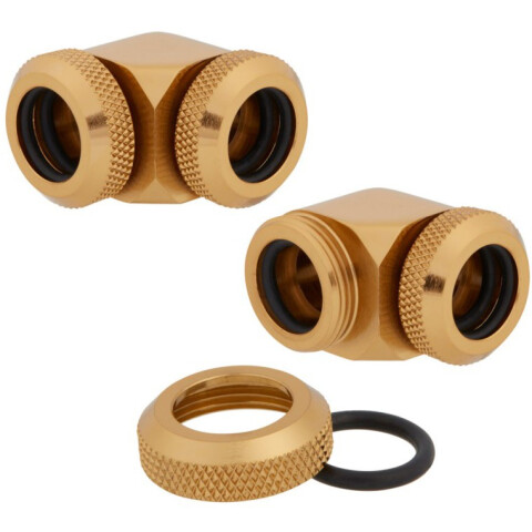 Угловой фитинг для СЖО Corsair Hydro X Series XF Hardline 2-pack 90° Angled 14mm OD compression Gold