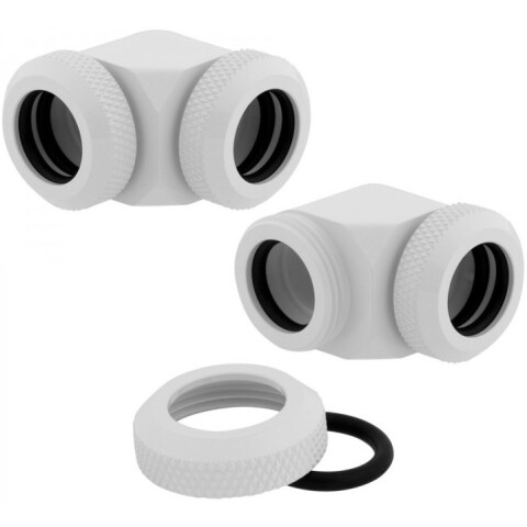 Угловой фитинг для СЖО Corsair Hydro X Series XF Hardline 2-pack 90° Angled 14mm OD compression White