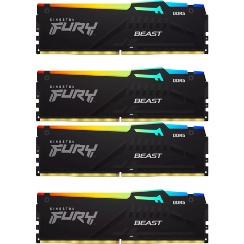 Оперативная память 128Gb DDR5 5600MHz Kingston Fury Beast Black RGB (KF556C40BBAK4-128) (4x32Gb KIT)