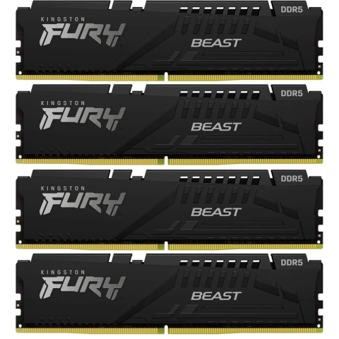 Оперативная память 64Gb DDR5 5200MHz Kingston Fury Beast White RGB (KF552C40BWAK4-64) (4x16Gb KIT)