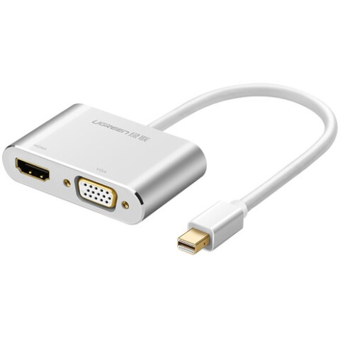 Переходник Mini DisplayPort (M) - HDMI (F)/VGA (F), UGREEN MD115 Silver