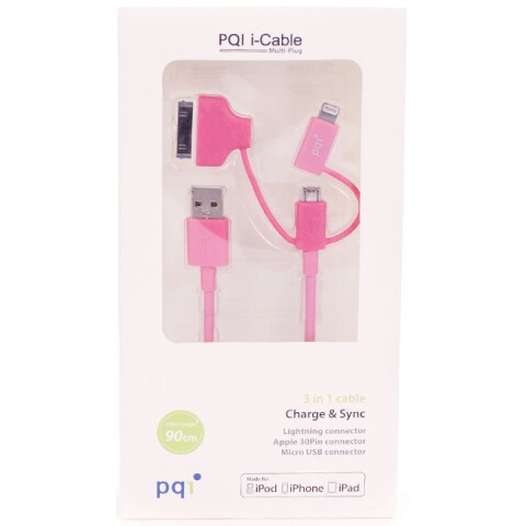 Кабель USB - microUSB/Lightning/30-pin, 0.9м, PQI PQI-iCABLE-MULTIPLUG-PK