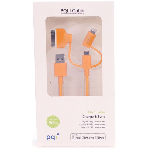 Кабель USB - microUSB/Lightning/30-pin, 0.9м, PQI PQI-iCABLE-MULTIPLUG-OR