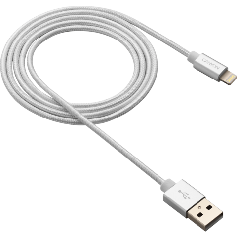 Кабель USB - Lightning, 1м, Canyon CNS-MFIC3PW