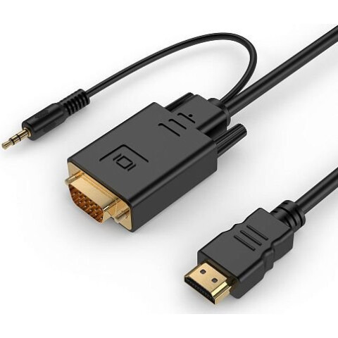 Кабель HDMI (M) - VGA (M), 5м, Gembird A-HDMI-VGA-03-5M