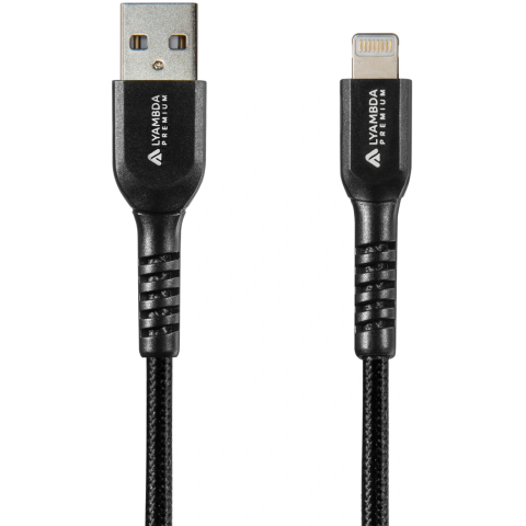 Кабель USB - Lightning, 0.5м, Lyambda LALm05-BK