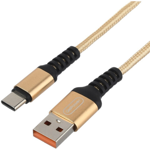 Кабель USB - USB Type-C, 1м, GoPower GP02T Gold