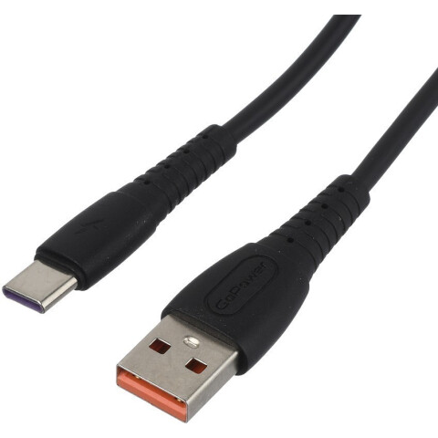 Кабель USB - USB Type-C, 1м, GoPower GP07T Black