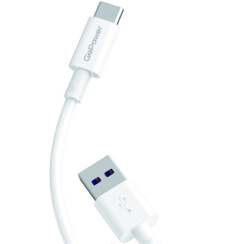 Кабель USB - USB Type-C, 1м, GoPower GP12T White