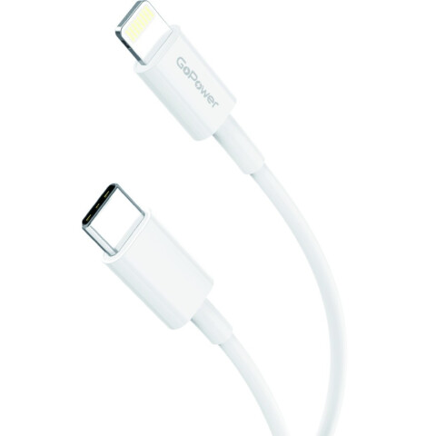 Кабель USB Type-C - Lightning, 1м, GoPower GP10TL White