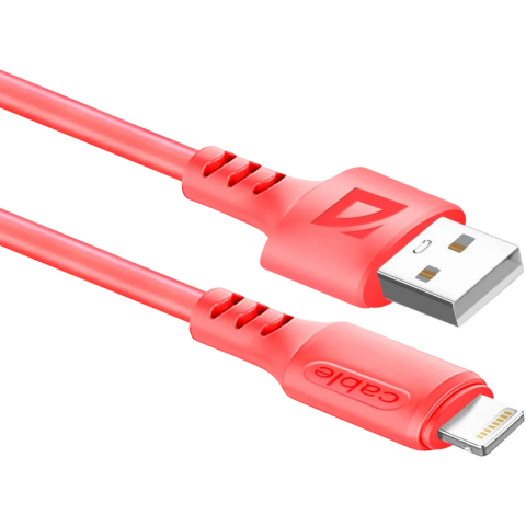 Кабель USB - Lightning, 1м, Defender F207 Red