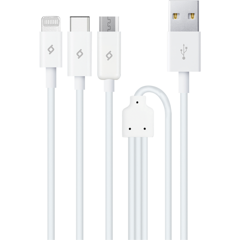 Кабель USB - microUSB/USB Type-C/Lightning, 1.2м, ttec 2DK7521