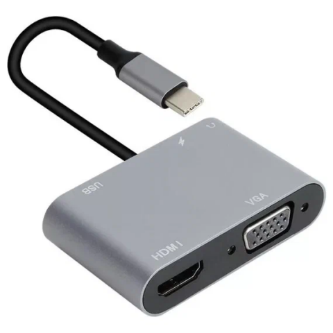 Переходник USB Type-C - HDMI + VGA, 0.15м, Aopen ACU4511