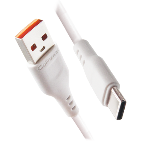 Кабель USB - USB Type-C, 1м, GoPower GP01T White