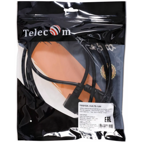 Кабель питания Schuko - IEC-320-C13, 1.8м, Telecom TE021DA-CU0.75-1.8M_2
