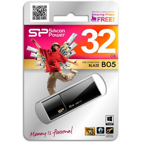 USB Flash накопитель 32Gb Silicon Power Blaze B05 Black (SP032GBUF3B05V1K)_1