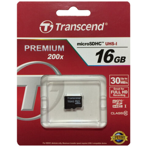 Карта памяти 16Gb MicroSD Transcend (TS16GUSDC10)_0
