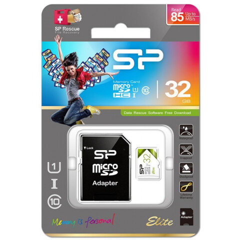 Карта памяти 32Gb MicroSD Silicon Power Elite + SD адаптер (SP032GBSTHBU1V21SP)