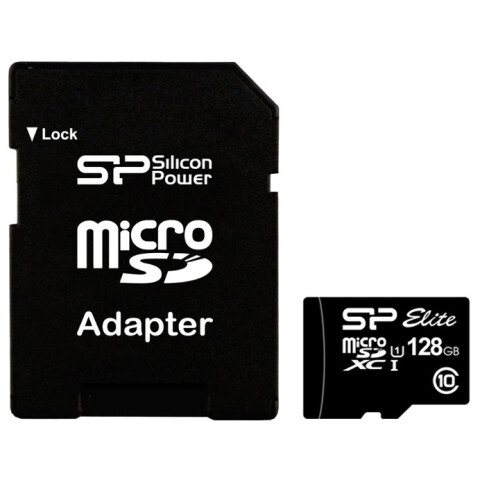 Карта памяти 128Gb MicroSD Silicon Power Elite + SD адаптер (SP128GBSTXBU1V10-SP)