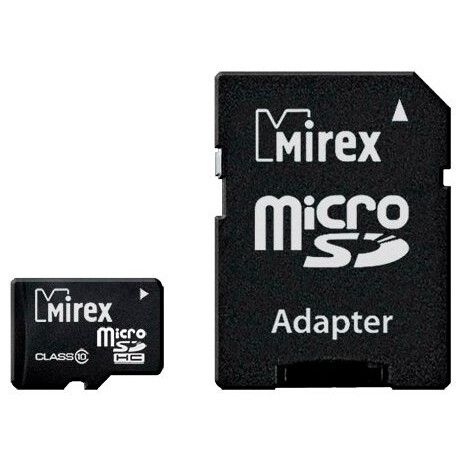 Карта памяти 8Gb MicroSD Mirex + SD адаптер (13613-AD10SD08)