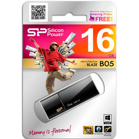 USB Flash накопитель 16Gb Silicon Power Blaze B05 Black (SP016GBUF3B05V1K)_0