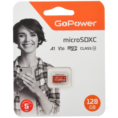 Карта памяти 128Gb MicroSD GoPower (00-00025683)