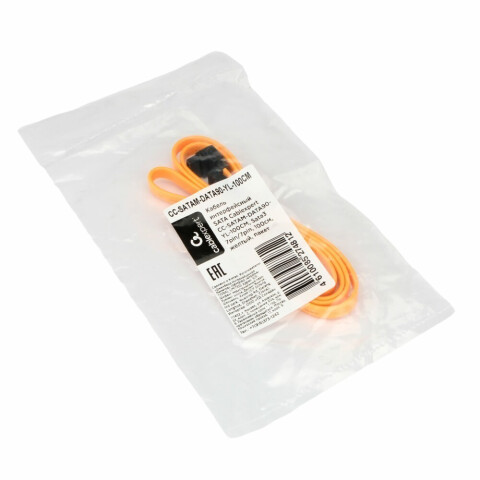 Кабель Cablexpert SATA - SATA, 1м (CC-SATAM-DATA90-YL-100CM)_1