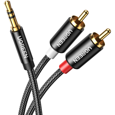 Кабель 3.5 Jack (M) - 2x RCA (M), 3м, UGREEN AV116 Black