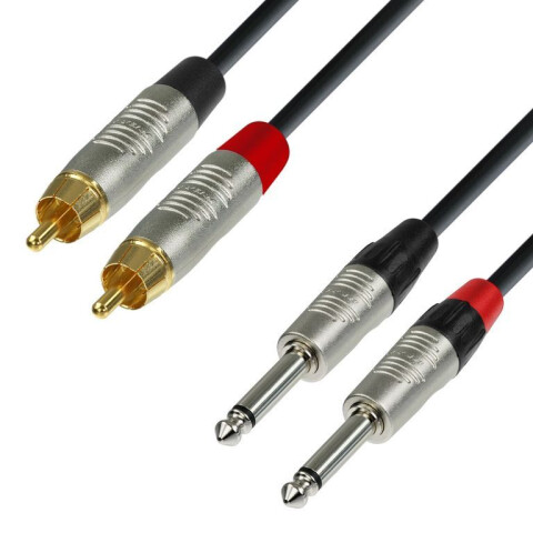 Кабель 2x 6.3 Jack (M) - 2x RCA (M), 6м, Adam Hall K4TPC0600