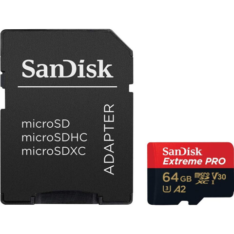 Карта памяти 64Gb MicroSD SanDisk Extreme Pro + SD адаптер (SDSQXCY-064G-GN6MA)
