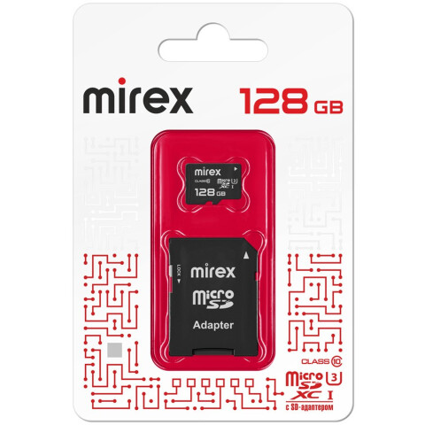 Карта памяти 128Gb MicroSD Mirex + SD адаптер (13613-AD3UH128)_0