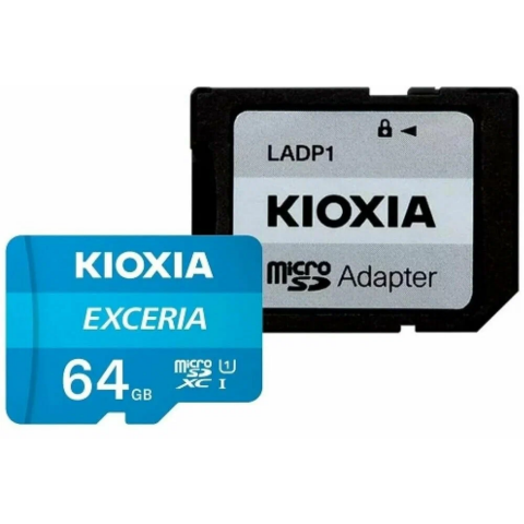 Карта памяти 64Gb MicroSD Kioxia Exceria + SD адаптер (LMEX1L064GG2)