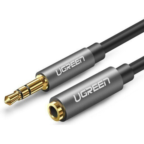 Кабель удлинительный 3.5 Jack (M) - 3.5 Jack (F), 1.5м, UGREEN AV118 Grey/Black