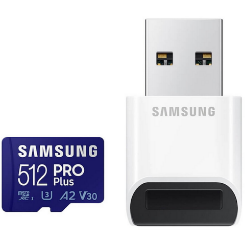 Карта памяти Samsung MicroSD PRO Plus 512Gb + USB-кардридер (MB-MD512KB/WW)