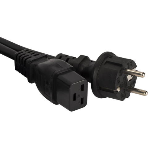 Кабель питания Schuko - IEC-320-C19, 0.5м, Lanmaster LAN-PP19/SH-0.5-BK