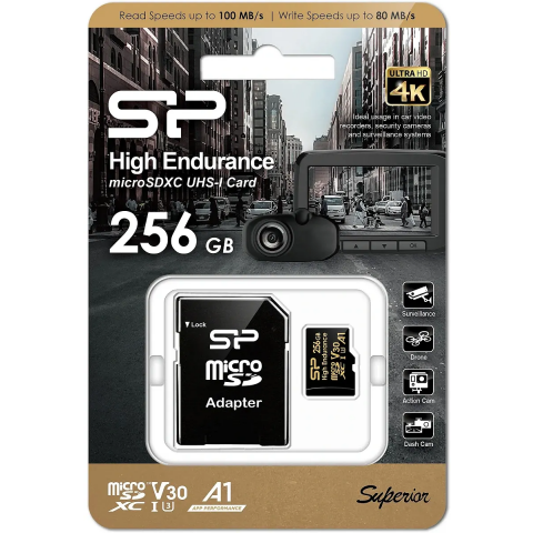 Карта памяти 256Gb MicroSD Silicon Power Golden High Endurance + SD адаптер (SP256GBSTXDV3V1HSP)_1