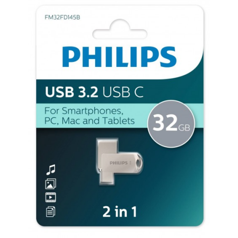 USB Flash накопитель 32Gb Philips 2-in-1 (FM32FD145B)
