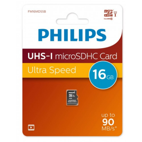 Карта памяти 16Gb MicroSD Philips (FM16MD55B)