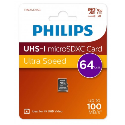 Карта памяти 64Gb MicroSD Philips (FM64MD55B)