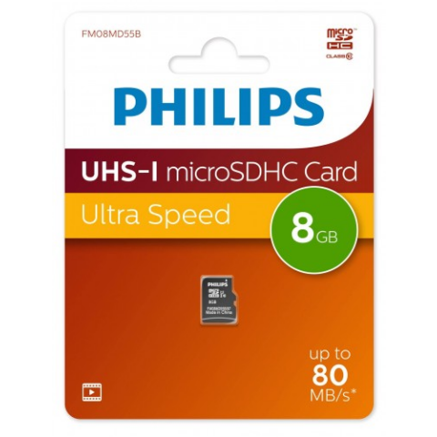 Карта памяти 8Gb MicroSD Philips (FM08MD55B)