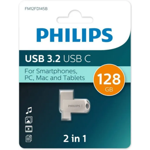 USB Flash накопитель 128Gb Philips 2-in-1 (FM12FD145B)