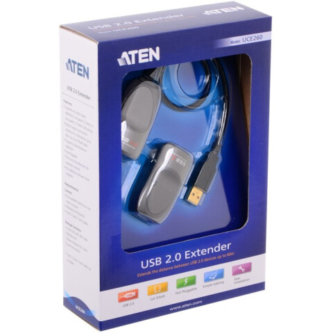 Кабель удлинительный USB 2.0 A (M) - LAN - USB A (F), ATEN UCE260_1