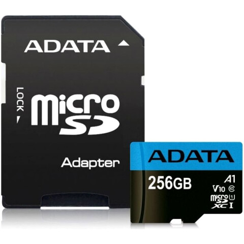 Карта памяти 256Gb MicroSD ADATA Premier + SD адаптер (AUSDX256GUICL10A1-RA1)