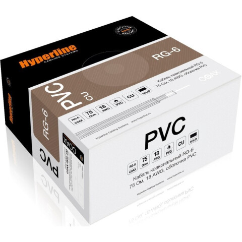 Кабель антенный/коаксиальный 500м, Hyperline COAX-RG6-CU-500_0