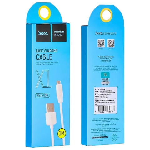 Кабель USB - microUSB, 1м, HOCO X1 White (HC-32038)_0